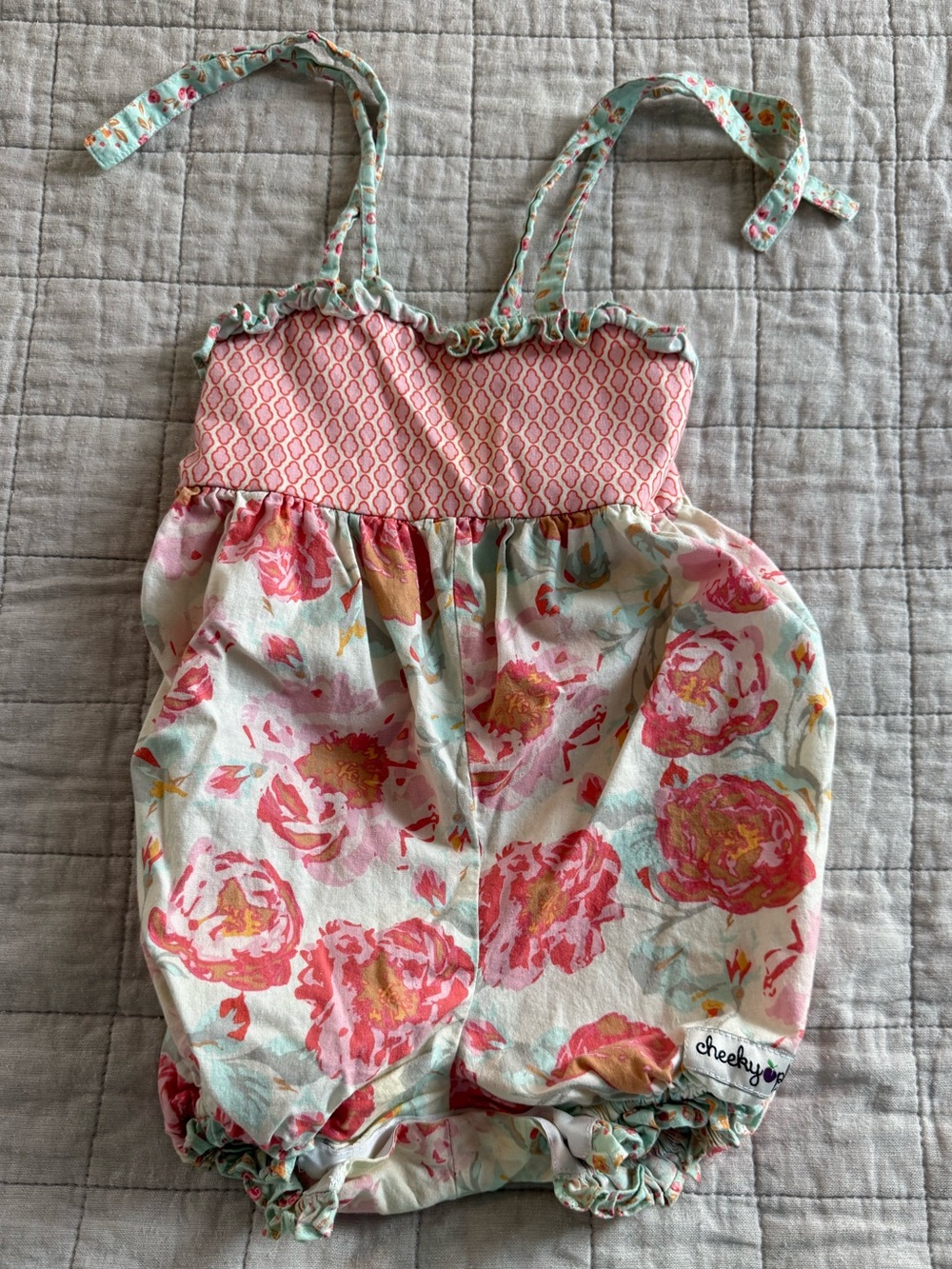 Cheeky Plum Floral Toddler Girl Bubble with Pink Bodice